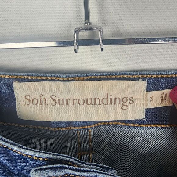 Soft Surroundings Blue Wide Leg Jeans Size 14 Dark Wash Baggy 90s Casual Denim - Picture 5 of 6